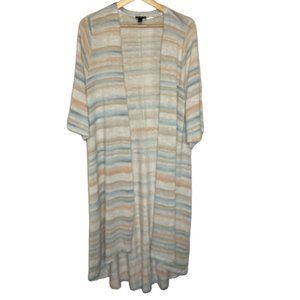 Torrid Striped Duster Sweater Women 1 1X White Lightweight Pastel Colors